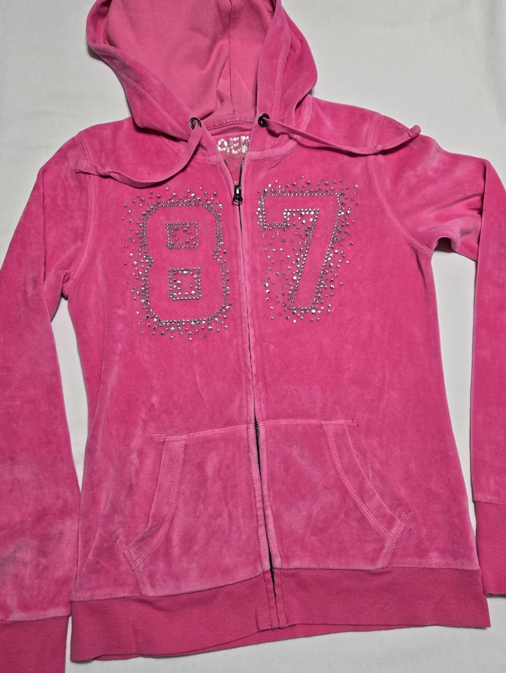 Aero Women's Y2K Velour Zip Up Pink Hoodie sz M